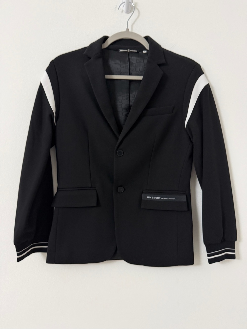 Givenchy Black Blazer with White Sleeve Stripes